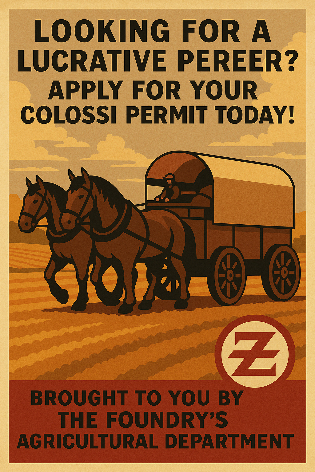 Looking for a Lucrative Pereer? Apply for Your Colossi Permit Today - Agricultural Department poster